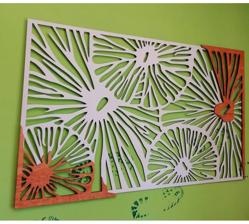 Vyrezávaný obraz na stenu z drevenej preglejky farba originál topoľ / orange ALENKA I 3D HODINY PR0296 HEU+