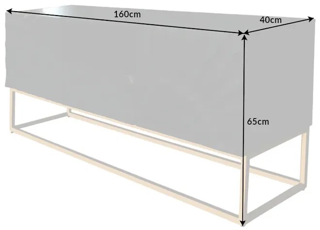 Dizajnový TV stolík Zorpi 160 cm – masívne mangové drevo / čierna