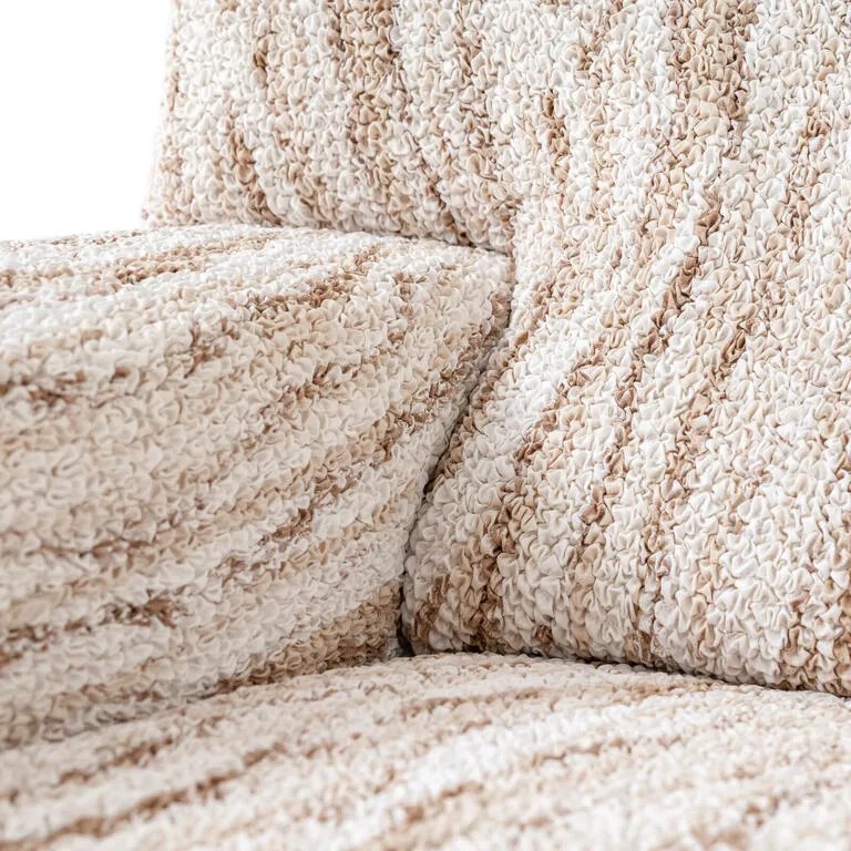 Bielastické poťahy OCEANO NOVÉ béžové dvojkreslo s drevenými rúčkami (š. 80 -140 cm)