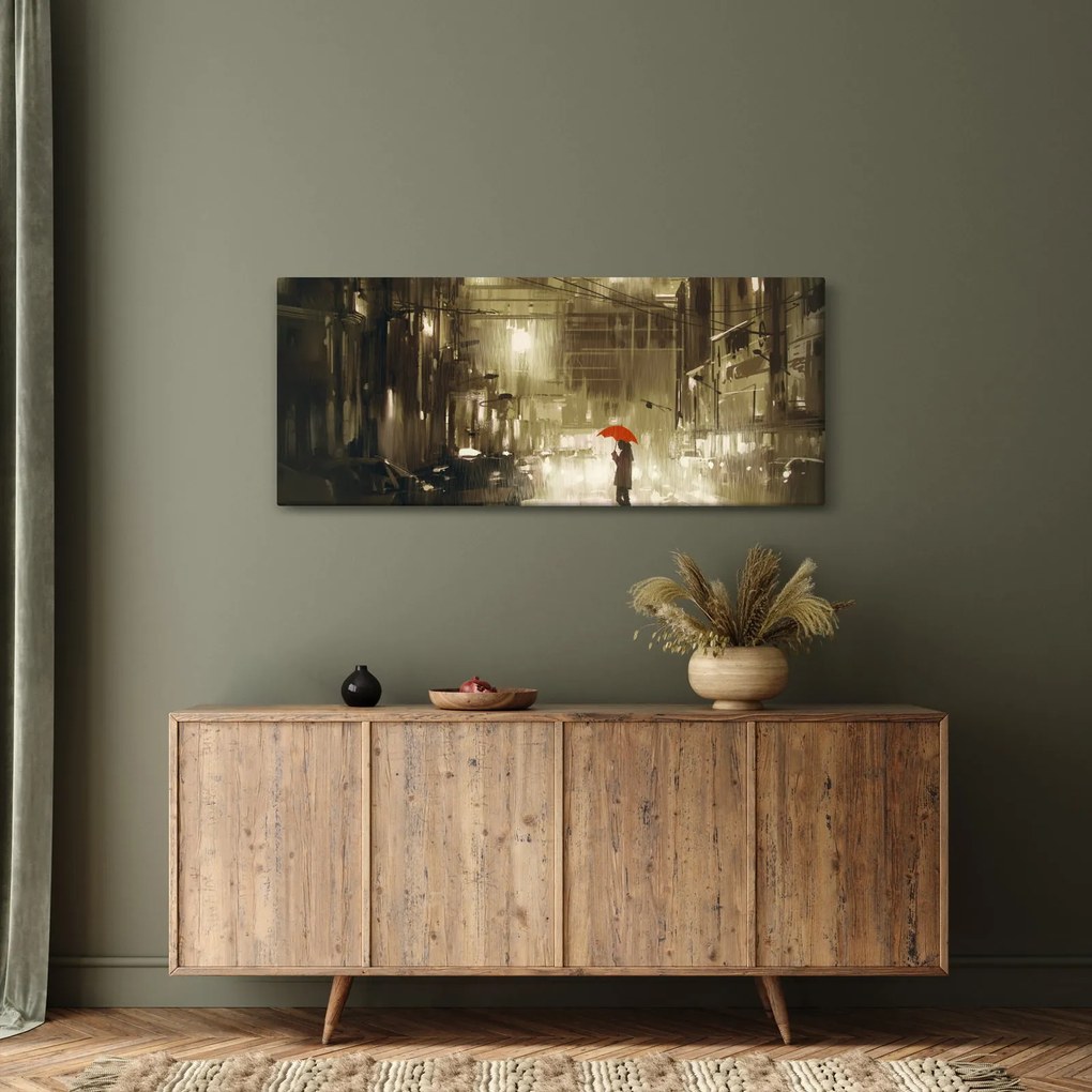Obraz - Žena za daždivej noci (120x50 cm)