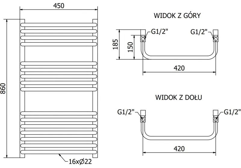Mexen Apollo, vykurovacie teleso 860 x 450 mm, 422 W, biela, W117-0860-450-00-20
