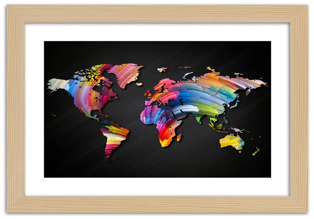 Gario Plagát Mapa sveta v rôznych farbách Farba rámu: Bez rámu, Rozmery: 60 x 40 cm
