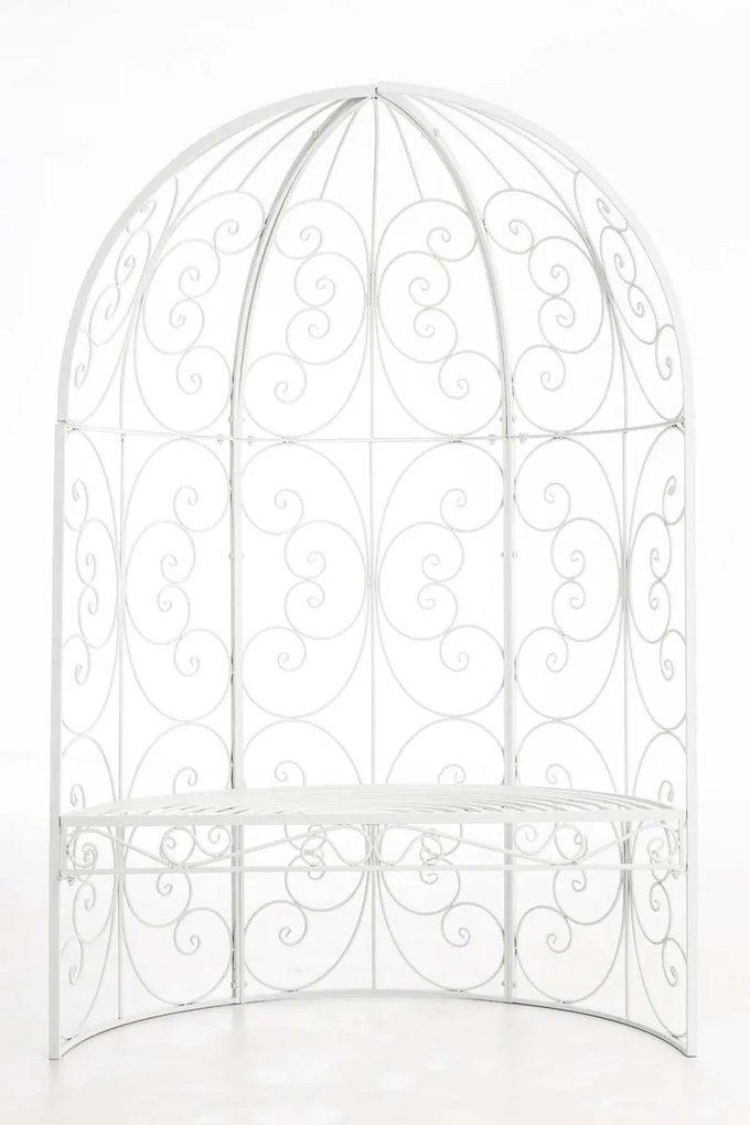 Oblúk na ruže Rosie s lavičkami - Biela