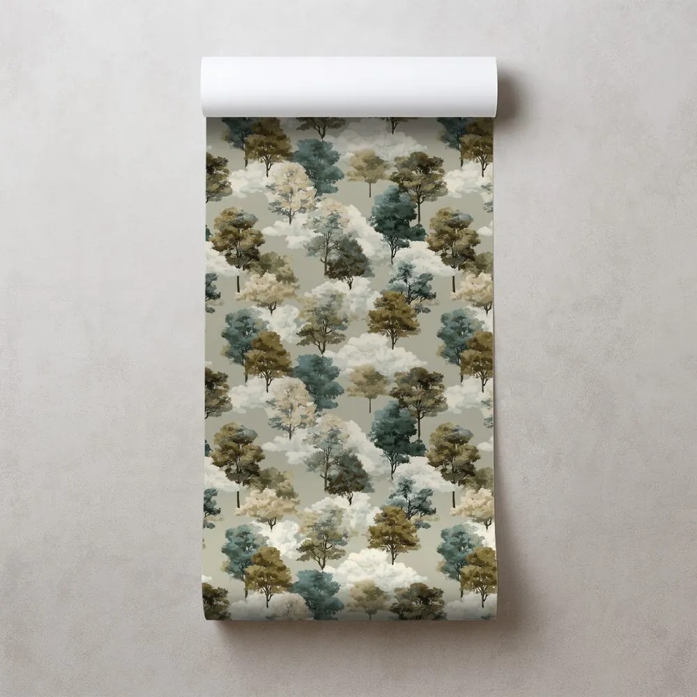 Tapeta akvarelové stromy v zemitých tónoch