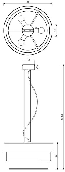 Luster na lanku GLUM 3xE27/60W/230V čierna