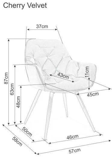 Jedálenská stolička CHERRY MAT VELVET granátová