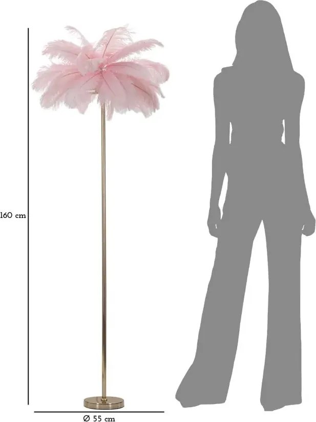 Stojacia lampa Palm 160 cm ružová/zlatá
