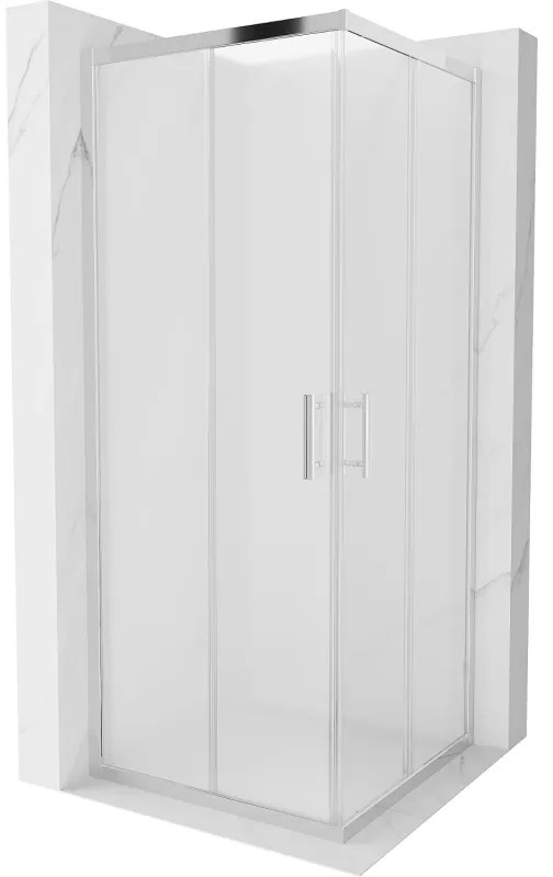 Mexen Rio, štvorcový sprchovací kút s posuvnými dverami 80(dvere) x 80(dvere) x 190 cm, 6mm sklo námraza, chrómový profil, 860-080-080-01-30