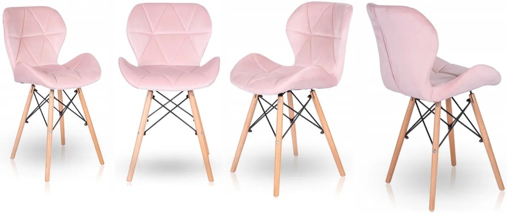 Bestent Jedálenské stoličky 4ks zamatové ružové PINK CRYSTAL
