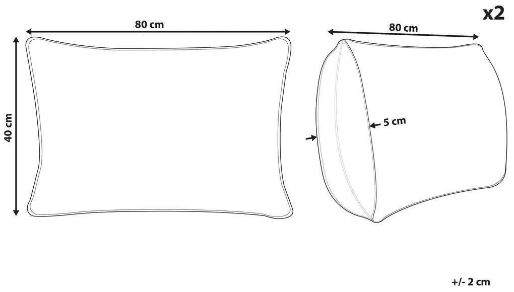 Sada 2 vankúšov z mikrovlákna s nízkym profilom 40 x 80 cm ERRIGAL Beliani