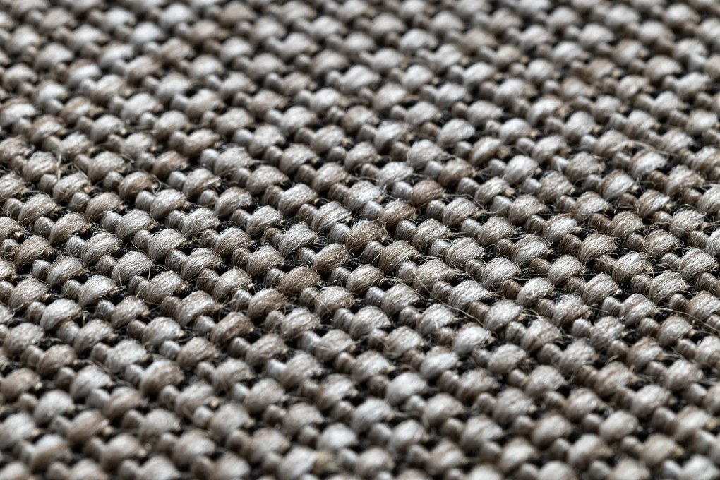 Šnúrkový koberec SIZAL FLOORLUX 20580, hladký strieborno/ čierny