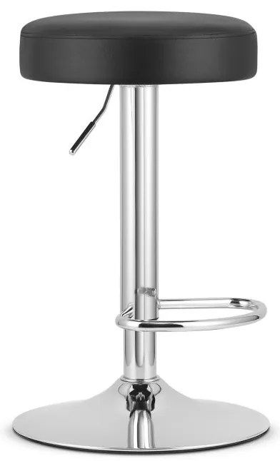 ROJST Barová stolička - ekokoža čierna / chrómová základňa