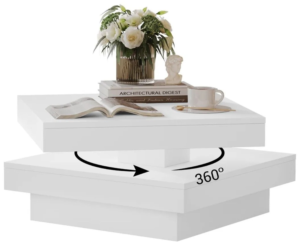 KONFERENČNÝ STOLÍK ESME S OTOČNOU PRACOVNOU DOSKOU BIELY