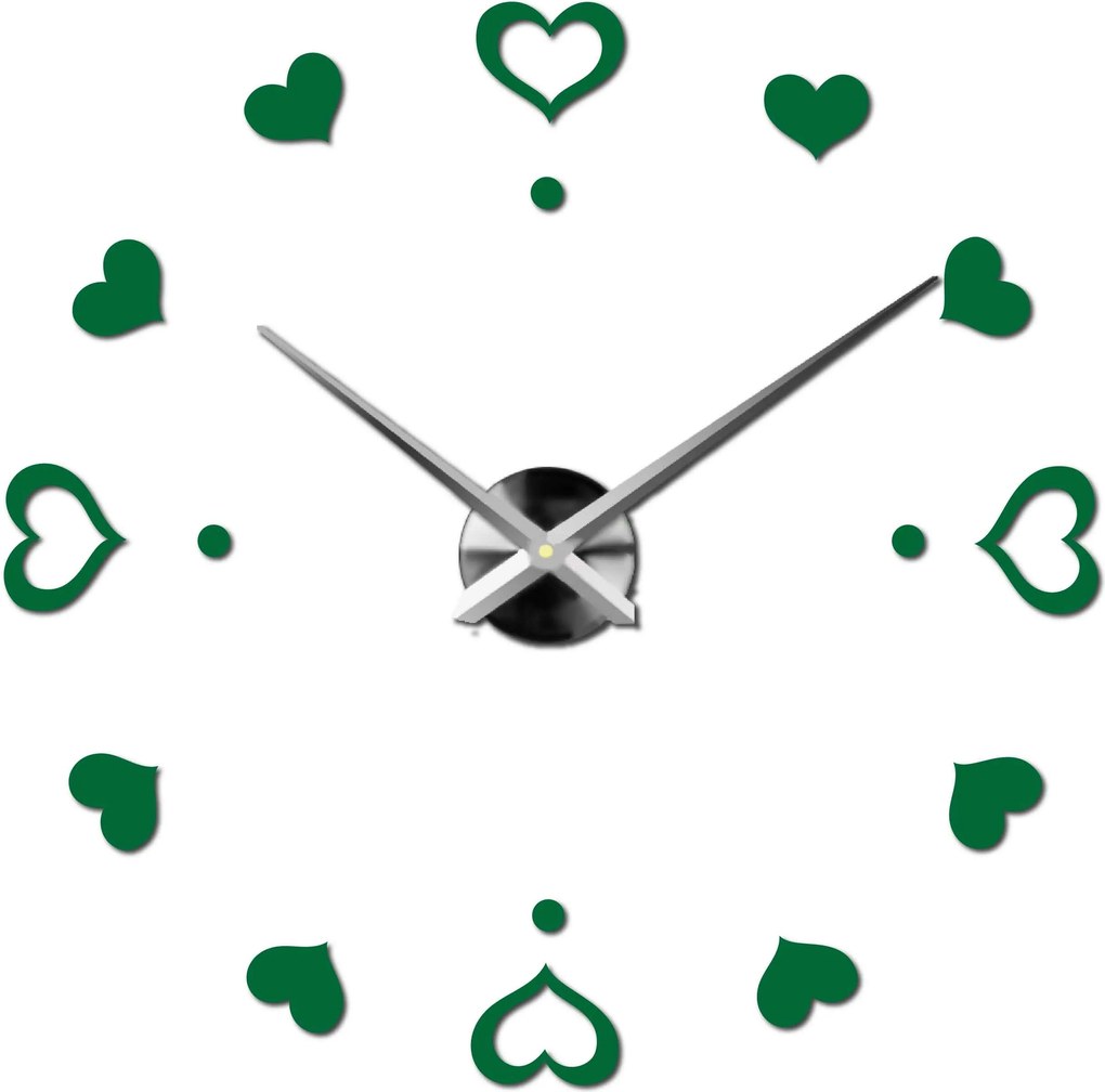 Hodiny na stenu nalepoviacie srdce - EMOCE: Čierna Ral 9005 Farba čierna RAL 9005 3097-14110 12S046-S-Wall clock HEU-