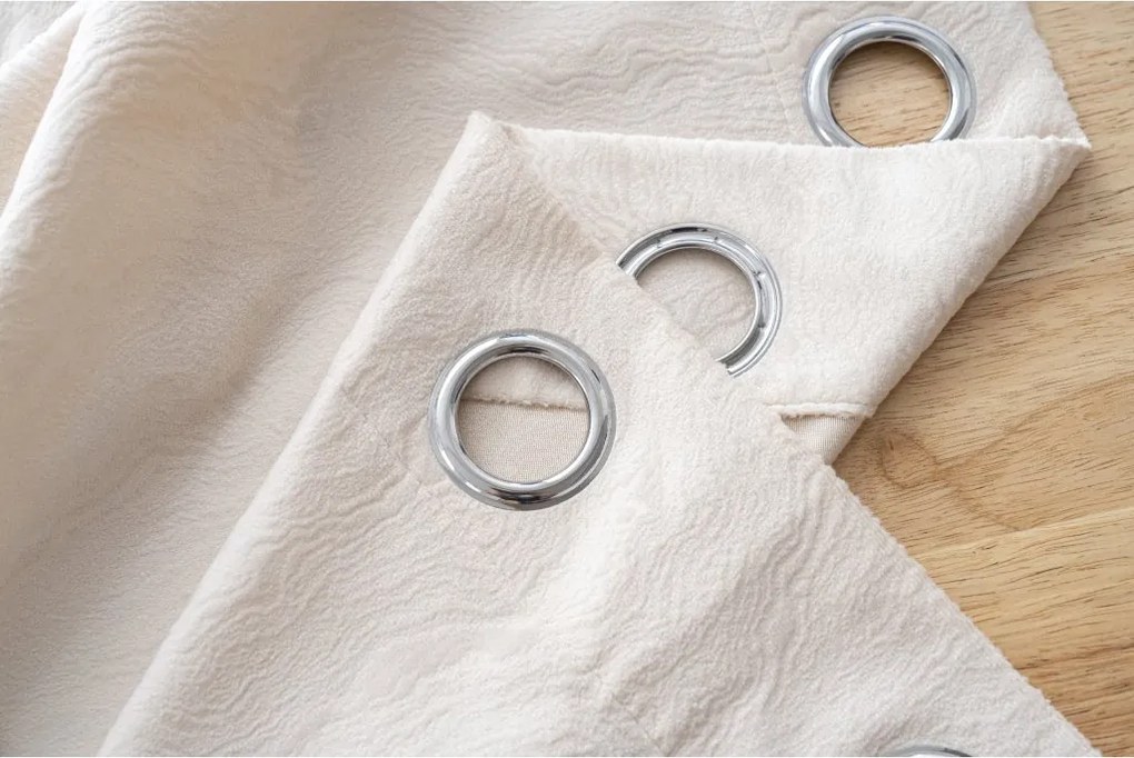 Zatemňovaci záves DUNES VELVET 140x250 cm, krémový Zavesenie: Kovové krúžky