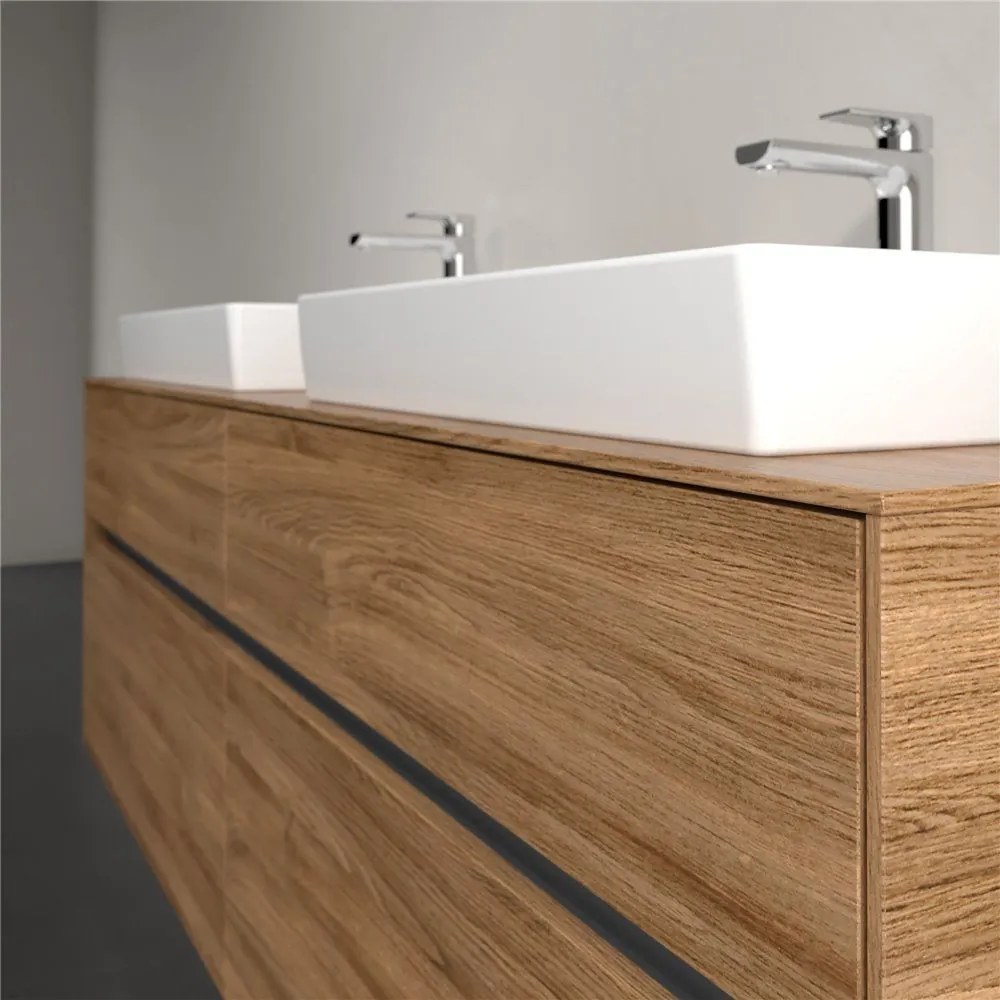 VILLEROY &amp; BOCH Collaro závesná skrinka pod dve umývadlá na dosku, 4 zásuvky, s LED osvetlením, 1600 x 500 x 548 mm, Oak Kansas, C024B0RH