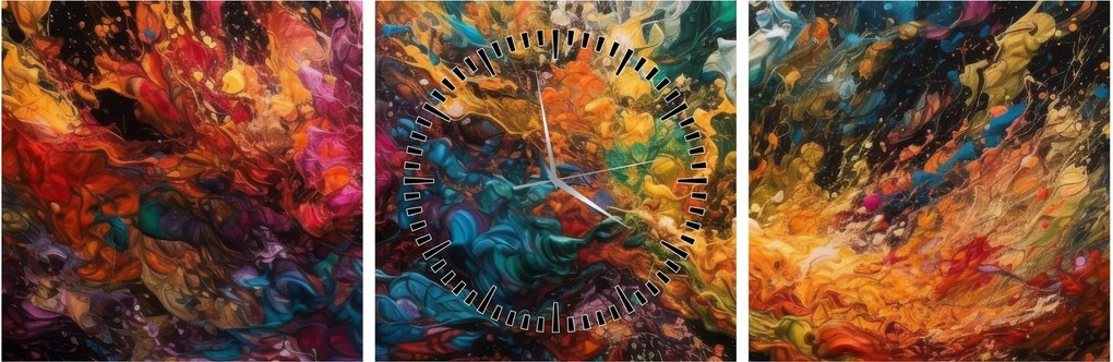 Obraz - Farebná abstrakcia II. (s hodinami) (90x30 cm)