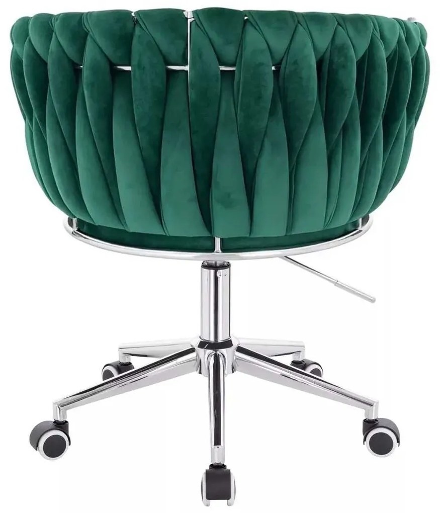 LuxuryForm DESIGN Stolička NORDEN VELUR na striebornej podstave s kolieskami - zelená