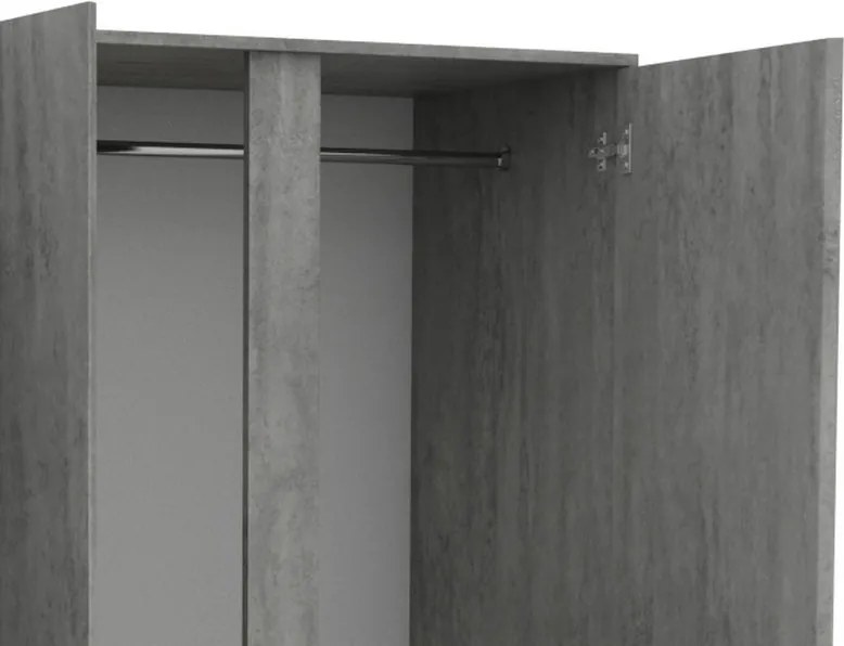 Šatníková skriňa Carlos, šedý beton, 152 cm