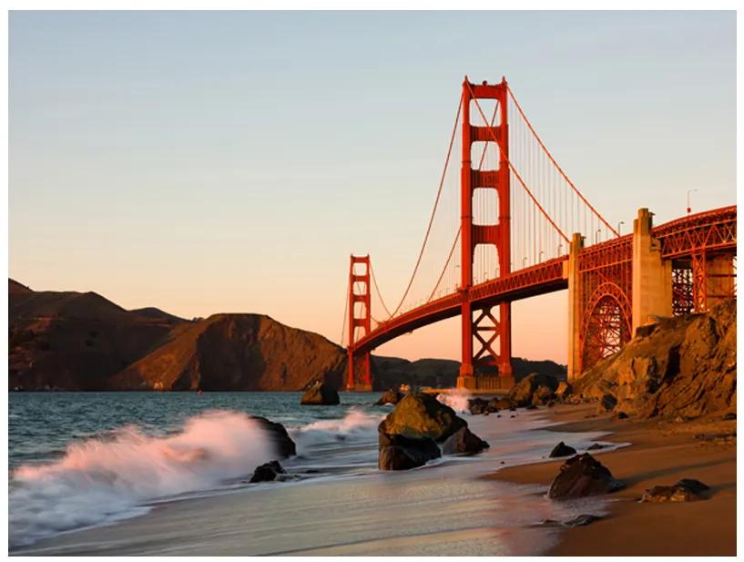 Artgeist Fototapeta - Golden Gate Bridge - sunset, San Francisco Veľkosť: 196x154, Verzia: Samolepiaca