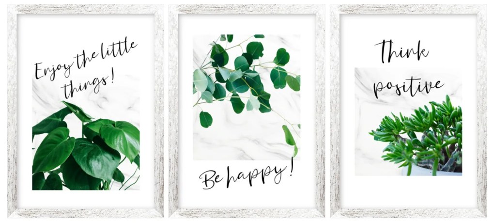 Gario Sada plagátov Be happy - 3 dielna Farba rámu: Bez rámu, Rozmery: 99 x 45 cm