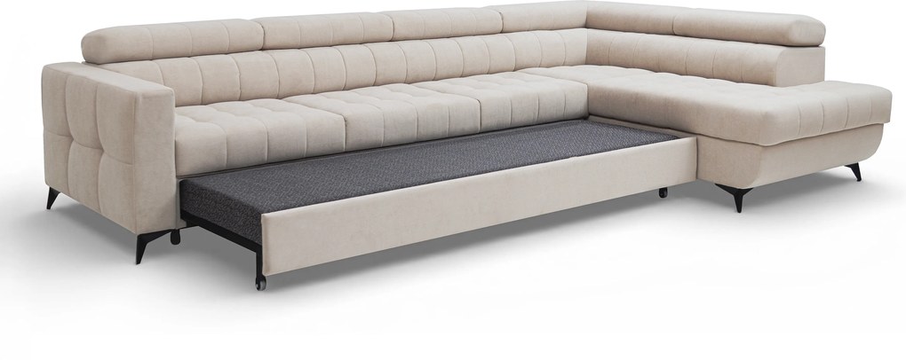 Rozkladacia rohová sedacia súprava Nardo Maxi pravá - béžový plyš Pretty 03