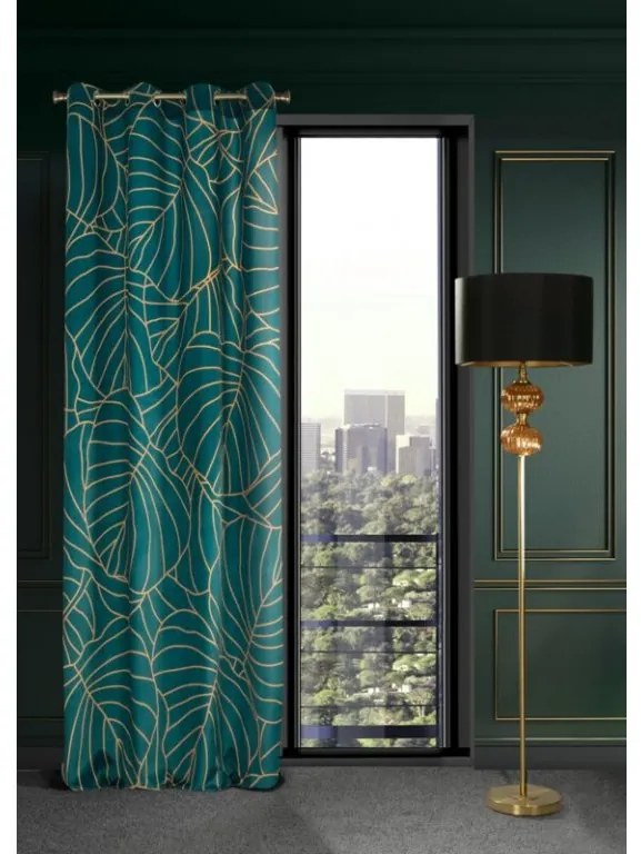 DECOREUM Potlačený zamatový záves 140 cm x 250 cm grafitová 100 % polyester Rozmer varianty: 140 cm x 250 cm, Farba varianty: Tmavo tyrkysová 104671