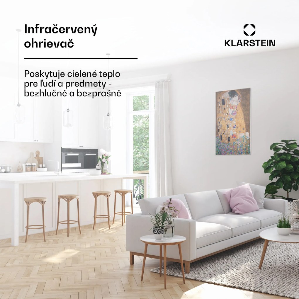 Klarstein Wonderwall Air Art Kuss, infračervený ohrievač, 101 x 60 cm, 600 W, nástenná inštalácia, diaľkové ovládanie