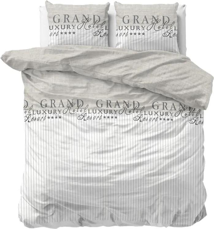 DomTextilu Béžovo biele posteľné obliečky s nápisom z kolekcie LUXURY RESORT 160 x 200 cm 38092