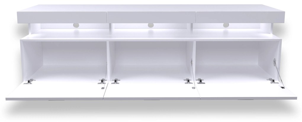 TV STOLÍK ALEX LED ČIERNY VYSOKÝ LESK + DUB ARTISAN 180 cm