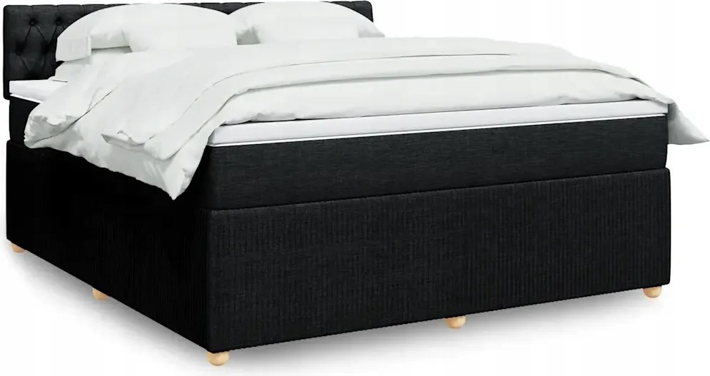 vidaXL Posteľný rám boxspring s matracom čierny 180x200 cm látka
