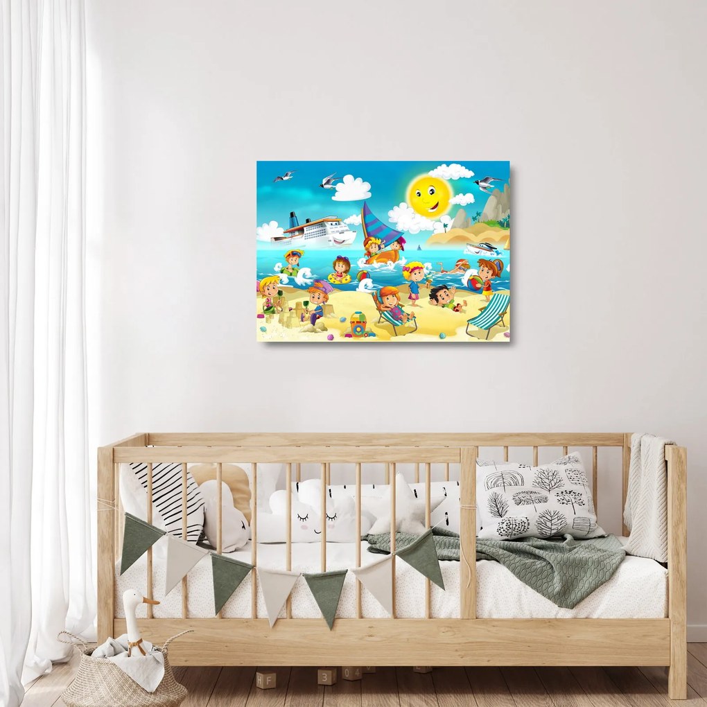 Sklenený obraz - Deň na pláži (70x50 cm)