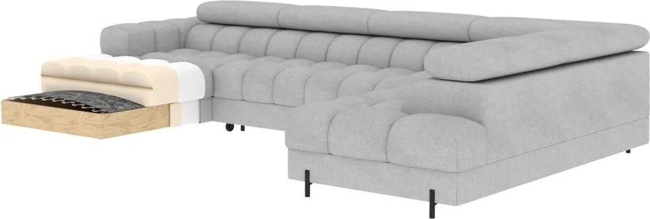 Svetlohnedá zamatová rozkladacia rohová pohovka (pravý roh/do tvaru "U") Feraria – ELTAP