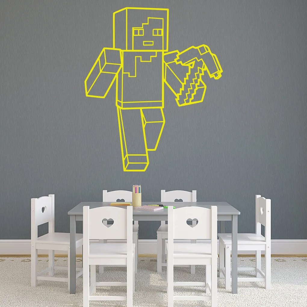 Veselá Stena Samolepka na stenu na stenu Minecraft krompáč Farba: černá