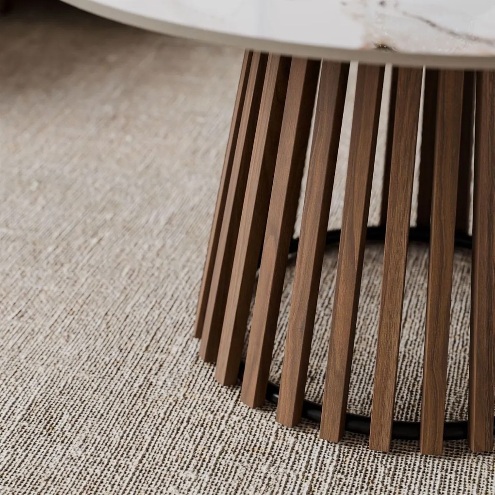 SADA OKRÚHLYCH KONFERENČNÝCH STOLÍKOV MAGNO 2v1 ORECH + MRAMOR