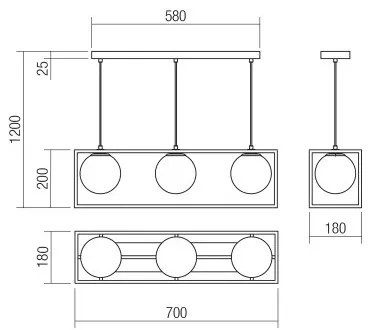 Redo 01-3057 - Luster na lanku ZODIAC 3xE14/28W/230V