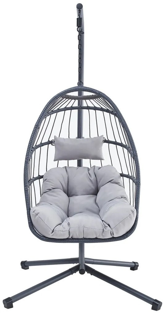Autronic Závesné kreslo, kov, polyratan, sivá,AZ-V 1269GREY