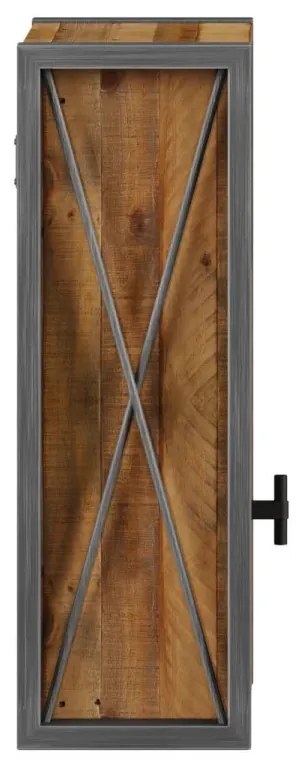 furniture-nabytek.cz - Masívna nástenná skrinka Detroit z recyklovanej borovice a kovu, lakovaná, hnedá – 40×20×60 cm