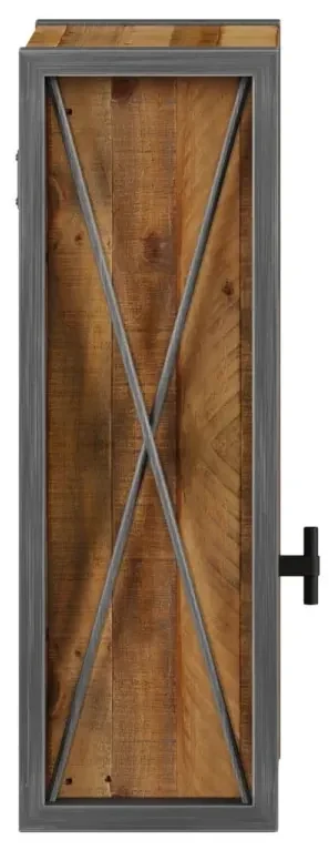 furniture-nabytek.cz - Masívna nástenná skrinka Detroit z recyklovanej borovice a kovu, lakovaná, hnedá – 40×20×60 cm