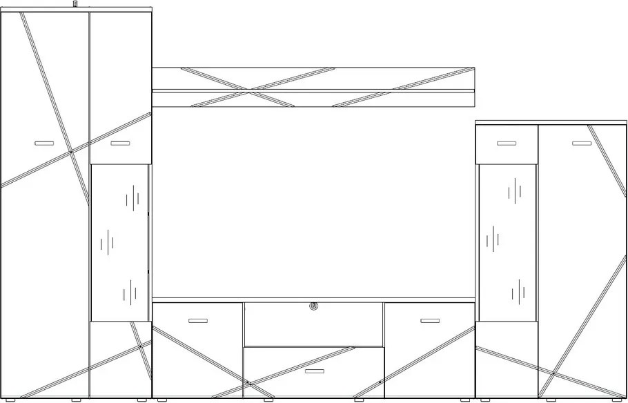 Obývacia stena s osvetlením Storm, dub/biely lesk