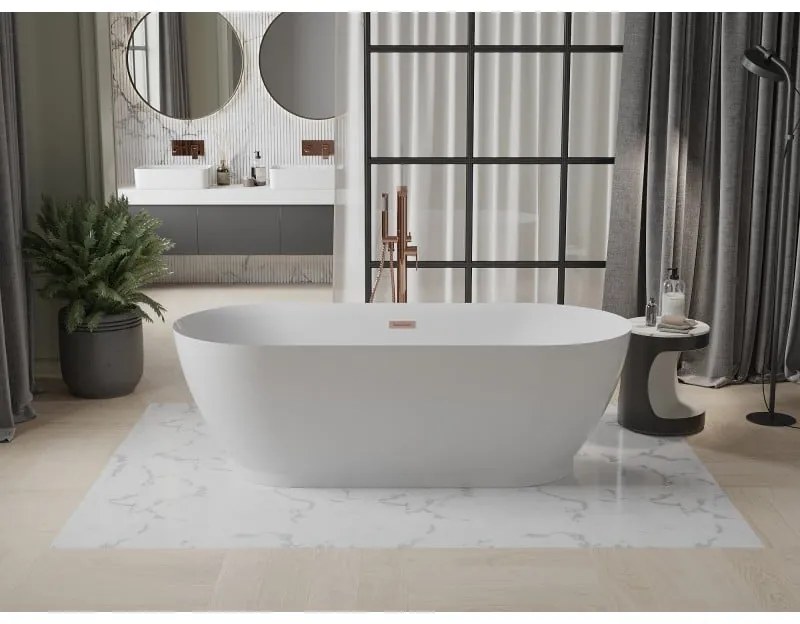 Mexen Roxy, voľne stojaca vaňa 180 x 85 cm, biela, medený matný prepad, 51201808500-65