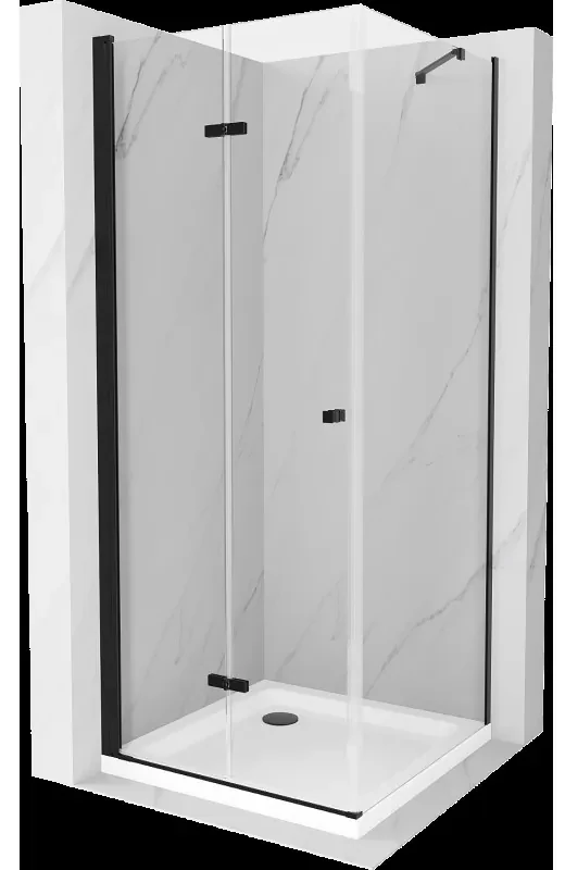 Mexen Lima sprchová kabína, skladacie dvere 70 x 70 cm, transparentnéné, čierna + závesný bidet Flat, biela