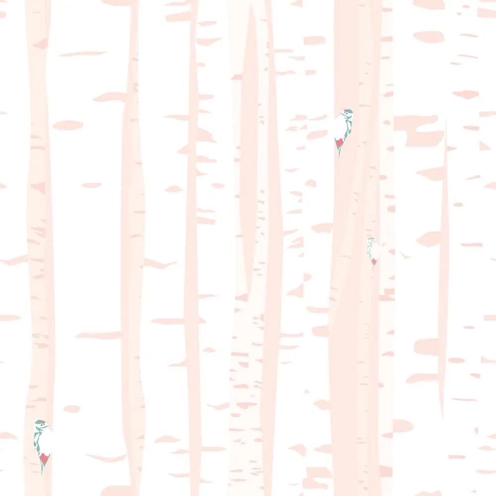 Tapeta ružové brezové stromy