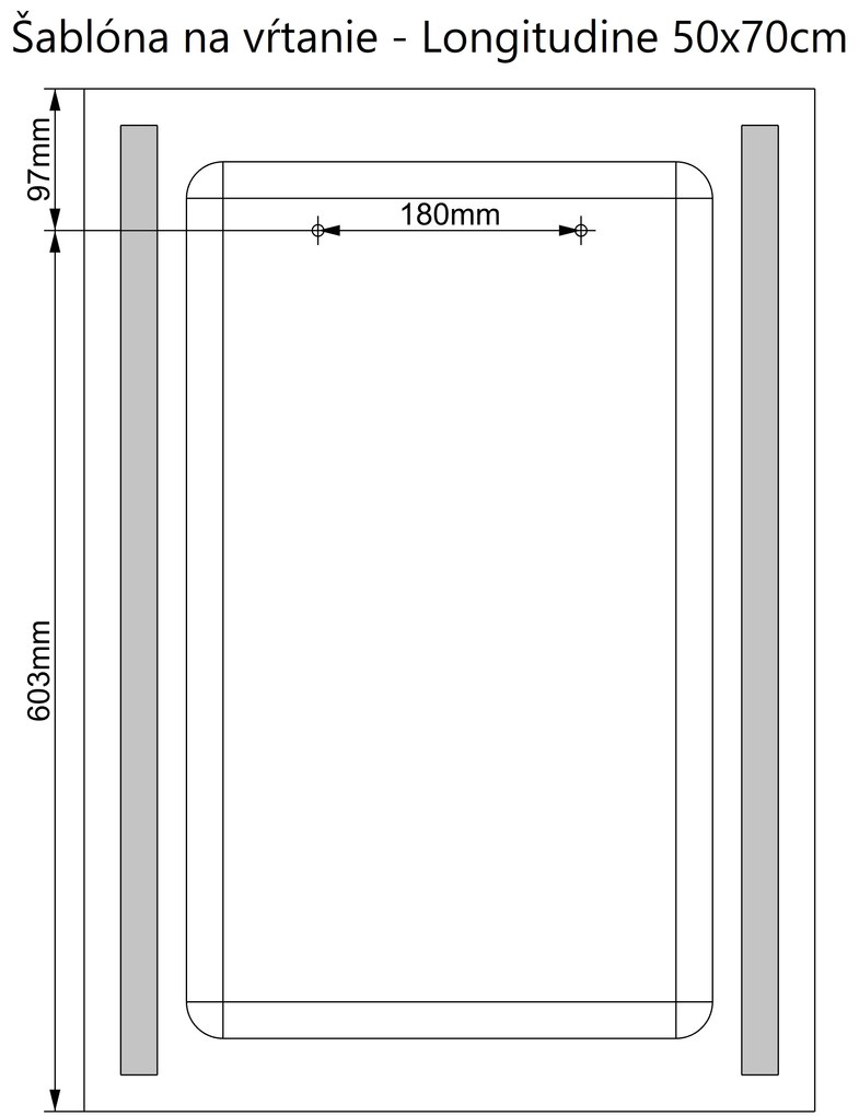 LED zrkadlo Longitudine 50x70cm neutrálna biela - diaľkový ovládač Farba diaľkového ovládača: Biela