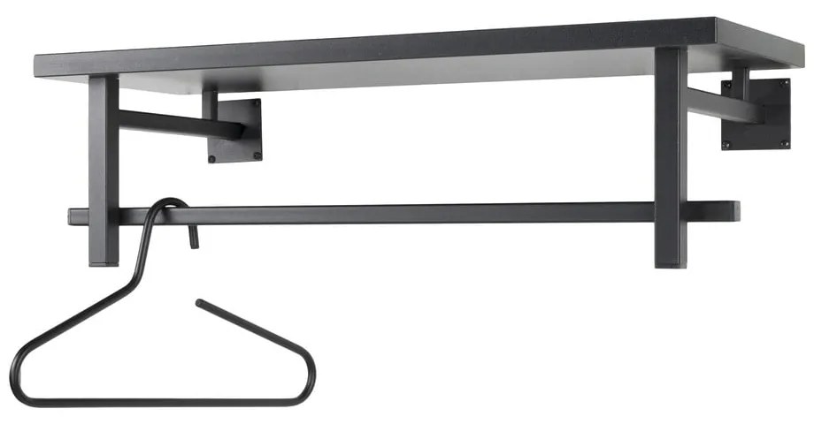 Čierny kovový nástenný vešiak s poličkou 76 cm Simplon – Spinder Design