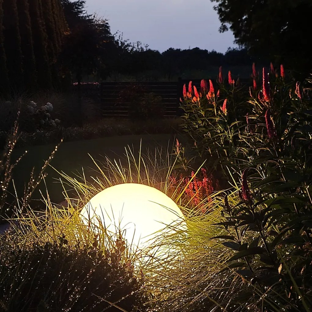 Ecolamp Exteriérové svietidlo Globo, 1x biele plastové tienidlo, (fi 30cm)