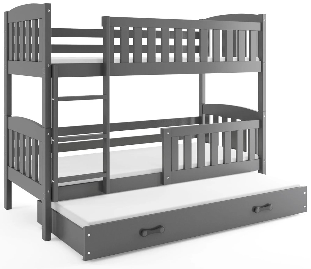 Poschodová posteľ s prístelkou KUBO 3 200x90 grafitová