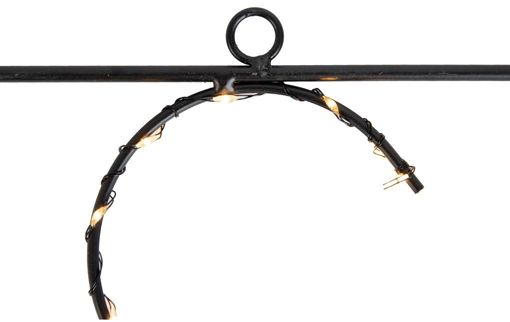 Vianočná nástenná lampa čierna XMAS vrátane LED s časovačom IP44 - Yoro