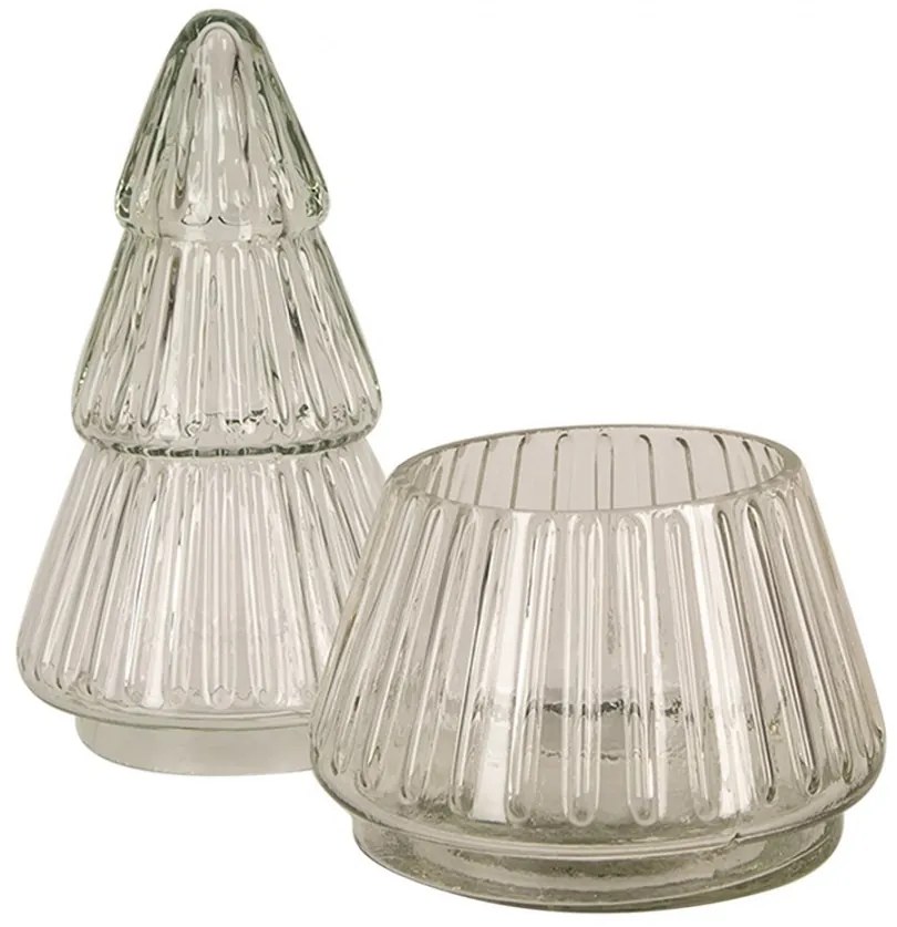 Transparentná sklenená dóza v tvare stromčeka - Ø 11*21 cm