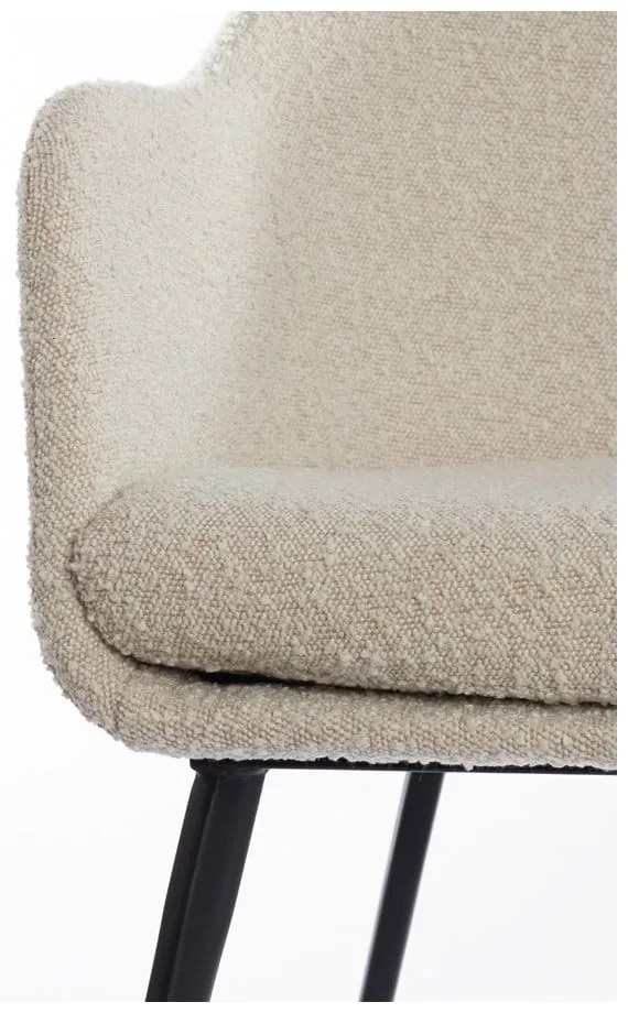 Krémovobiele čalúnené jedálenské kreslo s podrúčkami Leone – Light &amp; Living